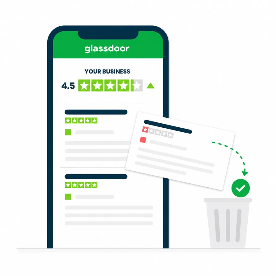 Glassdoor employer profile showing how negative reviews affect your business rating